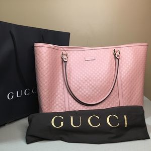 Gucci Pink Microguccissima Large tote leather bag